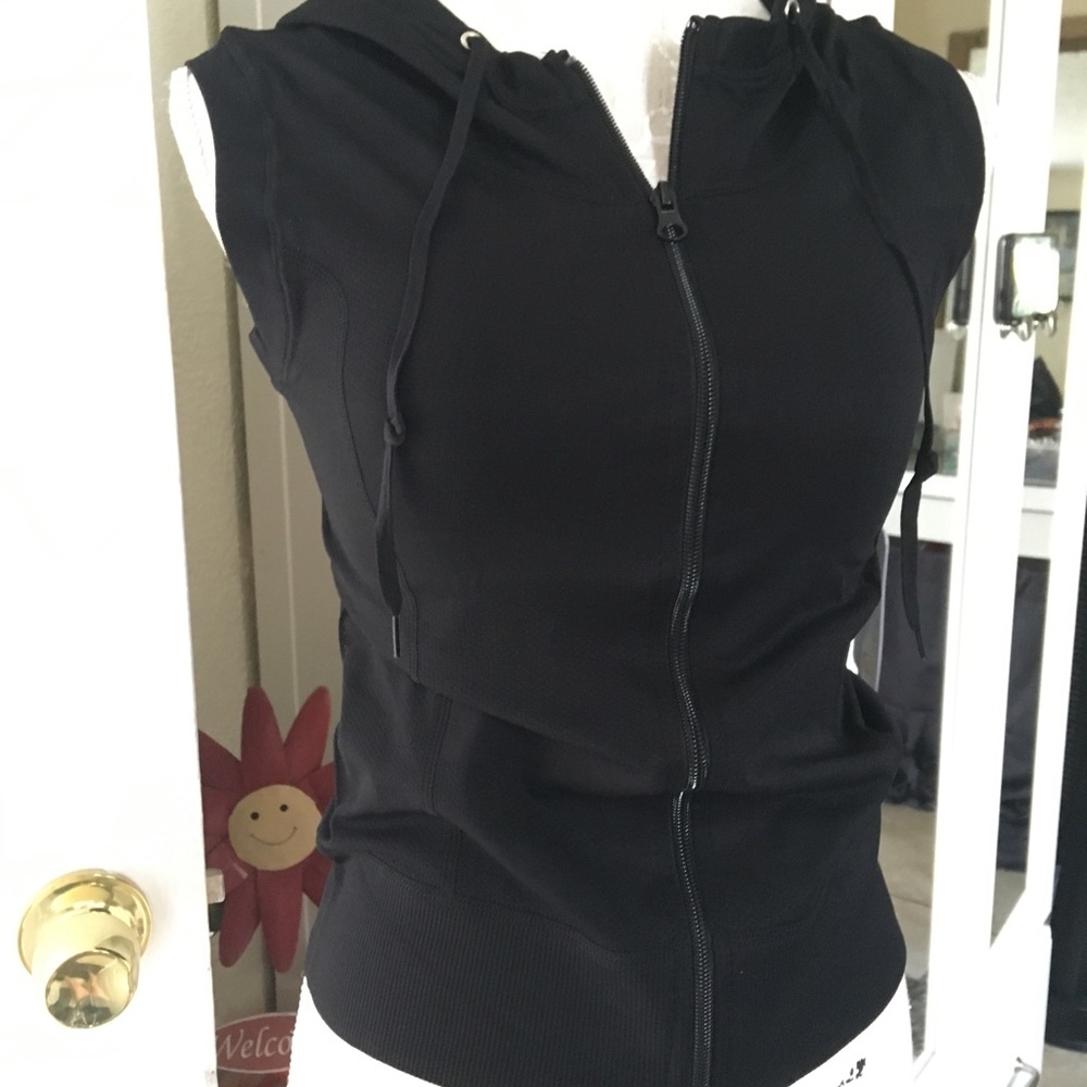 Solid Black Hoodie Activewear Vest